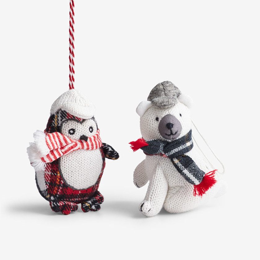 Holiday Novelty Knit Ornaments, Set of 2