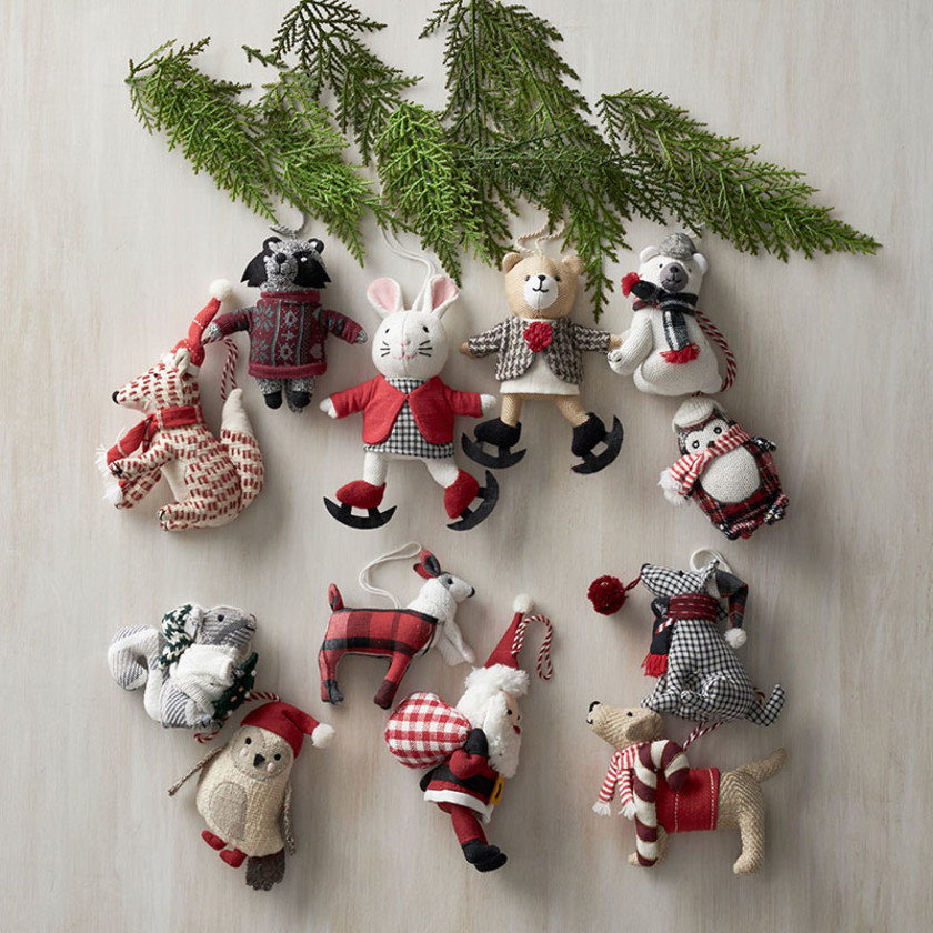Holiday Novelty Knit Ornaments, Set of 2 - Santa Deer,Santa & Deer, Set of 2
