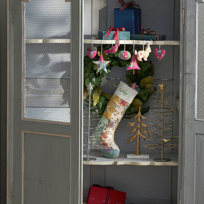 Quilted Holiday Stocking - Gold,Gold