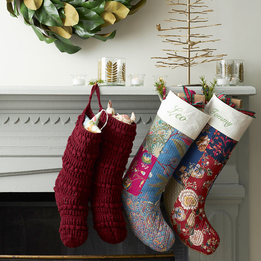 Quilted Holiday Stocking - Red,Red