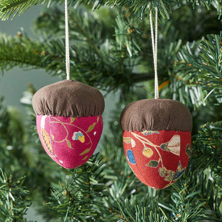 Quilted Ornaments, Set of 2 - Acorns,Acorns, Set of 2