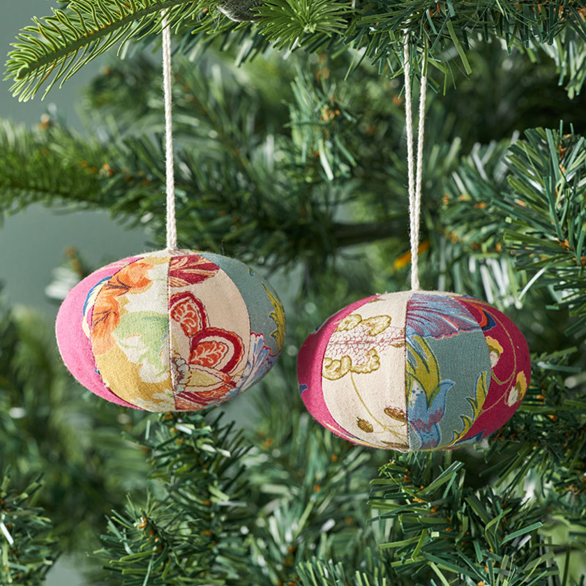 Quilted Ornaments, Set of 2 - Balls,Balls, Set of 2