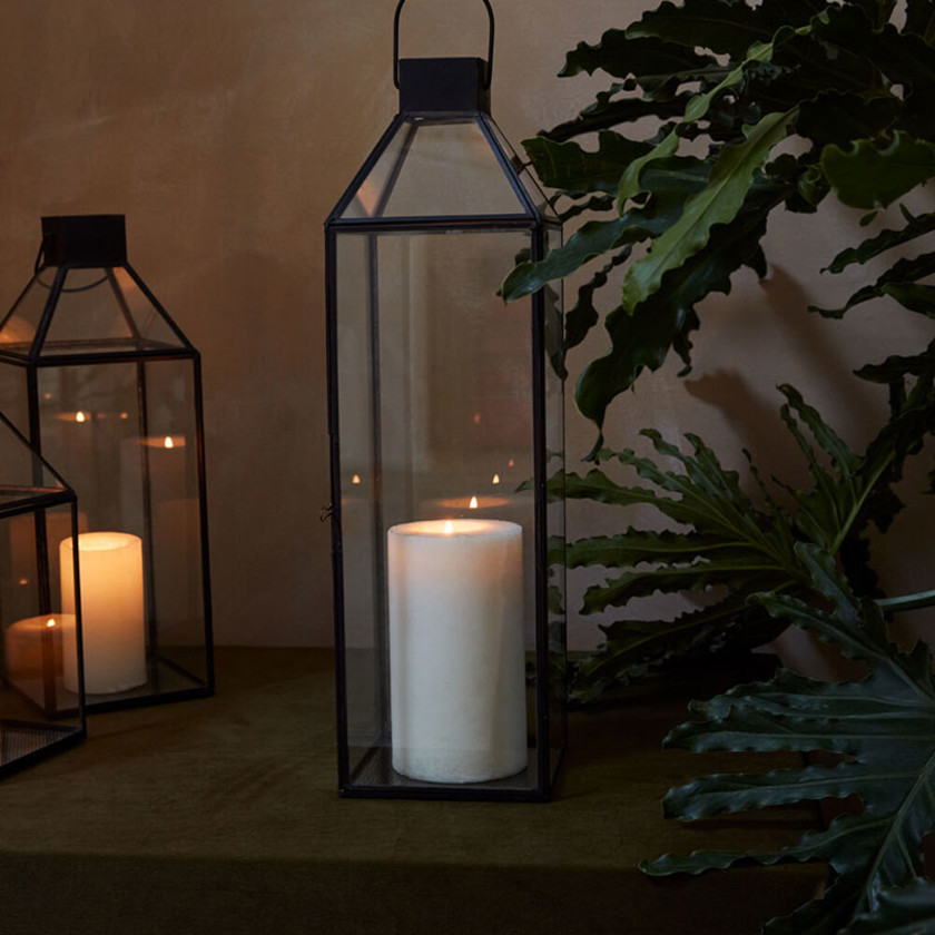 Metal Lantern - Gray, Large,Gray