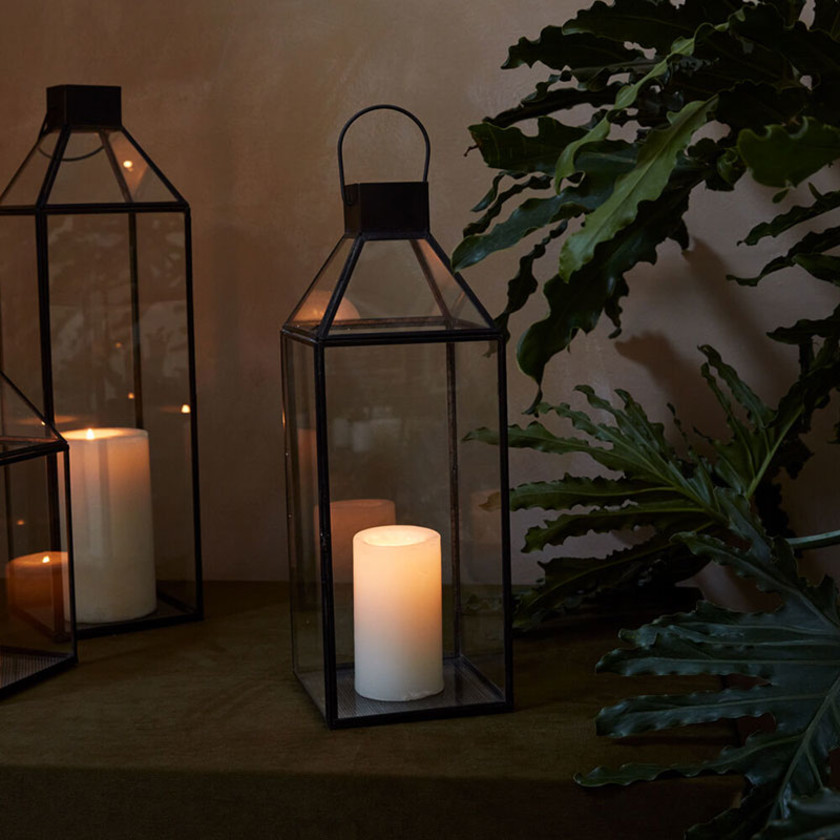 Metal Lantern - Gray, Medium,Gray