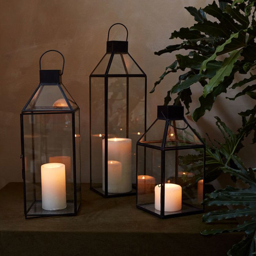 Metal Lantern - Gray, Large,Gray