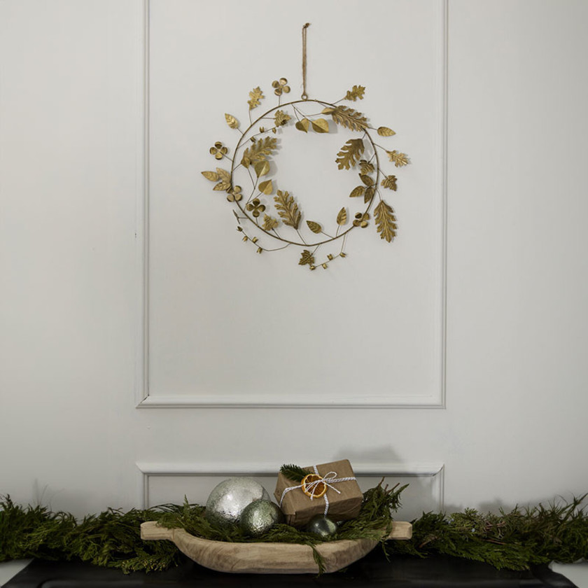 Brass Leaves Wreath - Brass, Small