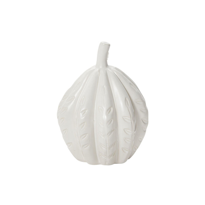 White Carved Ceramic Pumpkin