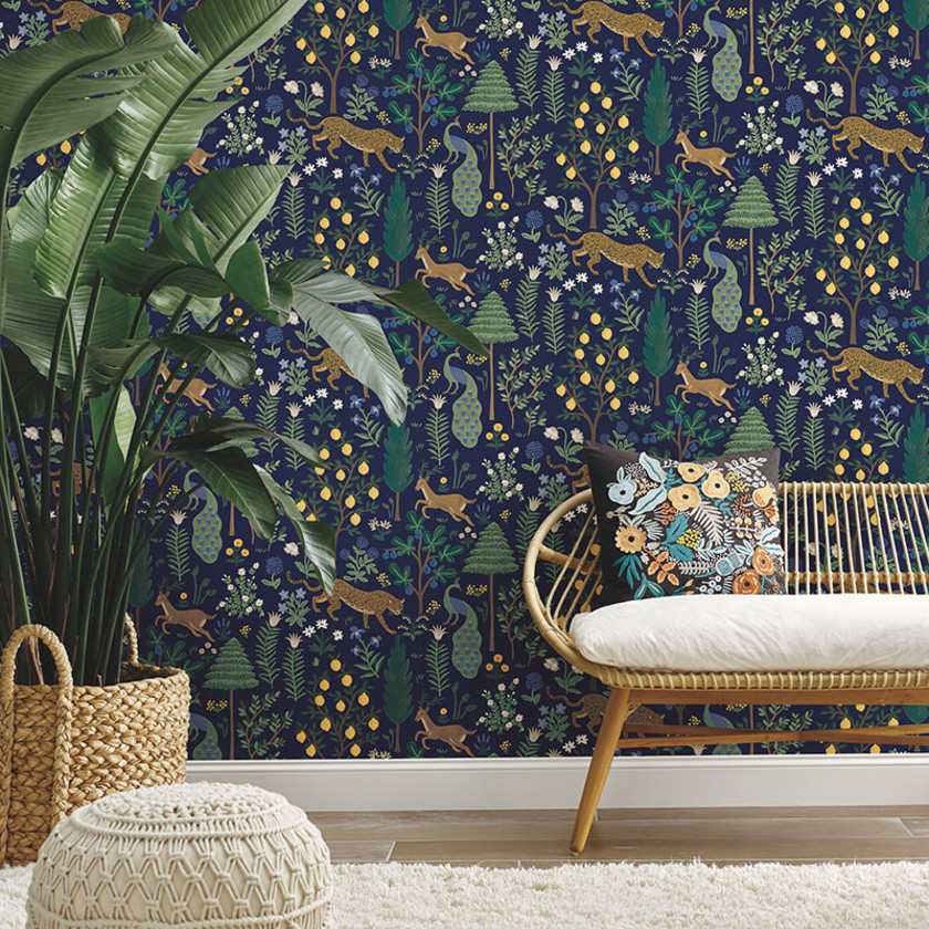 Menagerie Removable Wallpaper - Navy,Navy