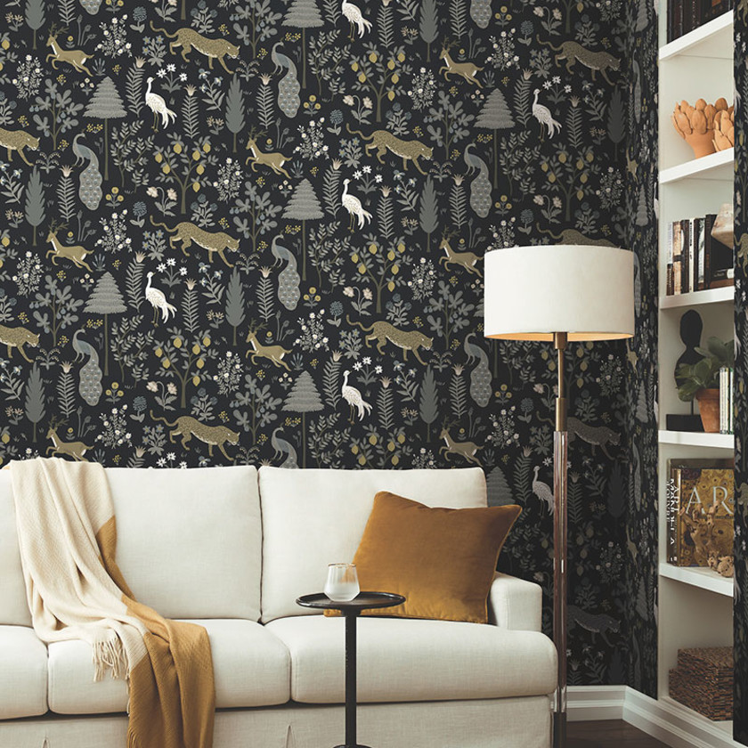 Menagerie Traditional Wallpaper - Black,Black