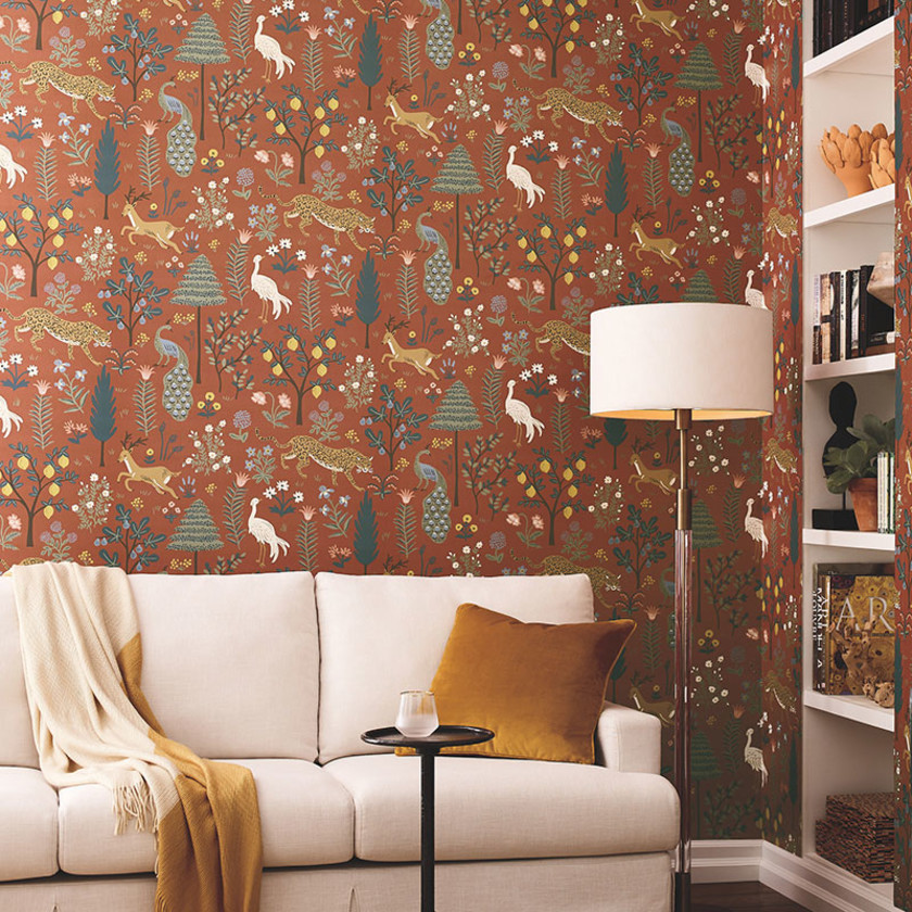 Menagerie Traditional Wallpaper - Rust,Rust