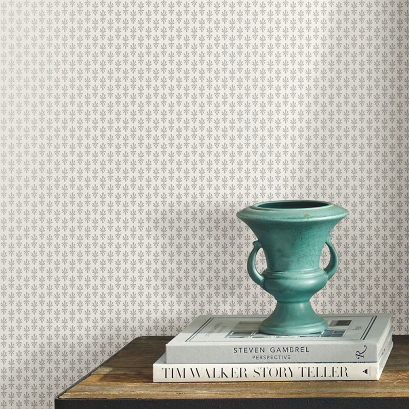Petal Traditional Wallpaper - White Metallic Silver,White & Metallic Silver