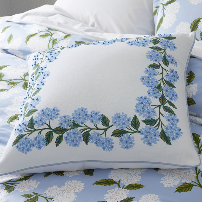Hydrangea Decorative Square Pillow Cover - Blue Multi,Blue Multi