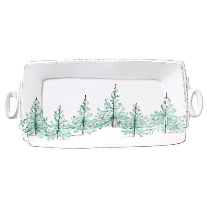 Lastra Holiday Stoneware Handled Rectangular Platter