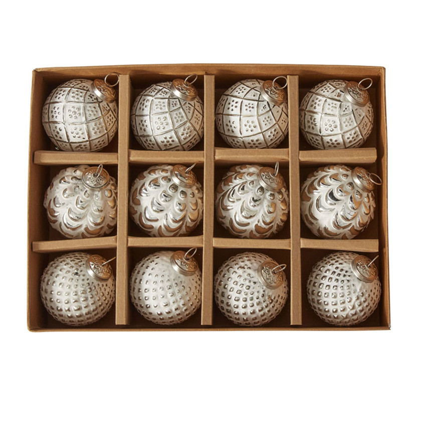 Glass Box Ornaments, Set of 12