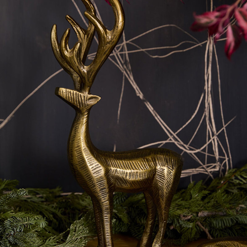Antique Gold Reindeer Figurine,Gold