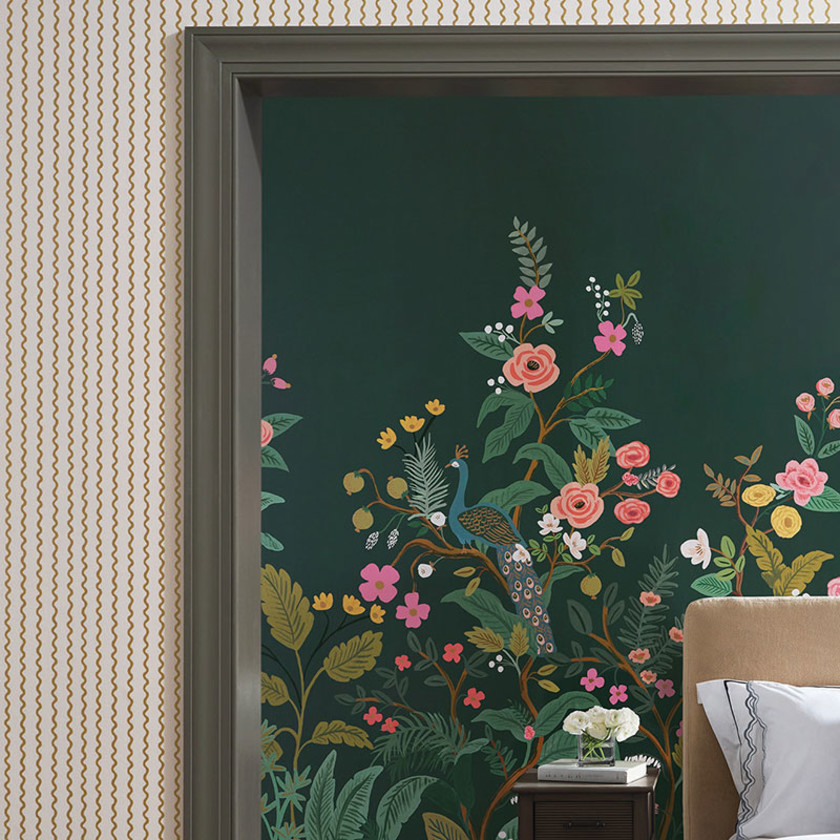 Rickrack Traditional Wallpaper - Metallic Gold,Metallic Gold