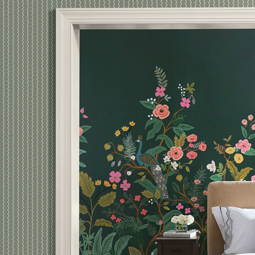 Rickrack Traditional Wallpaper - Moss,Moss