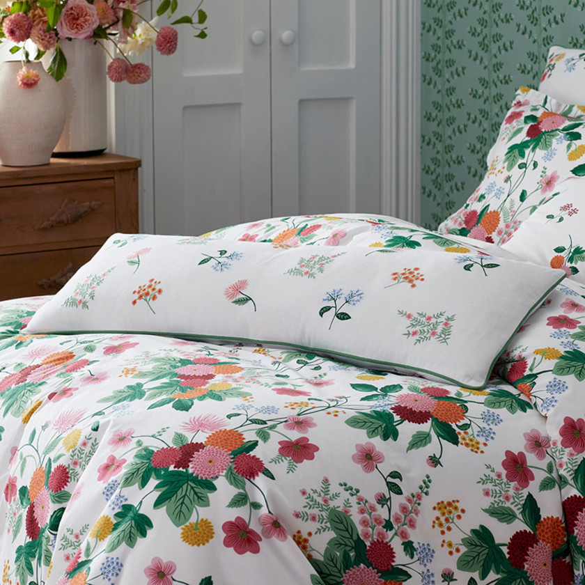 Dahlia Decorative Lumbar Pillow Cover - White Multi,White Multi