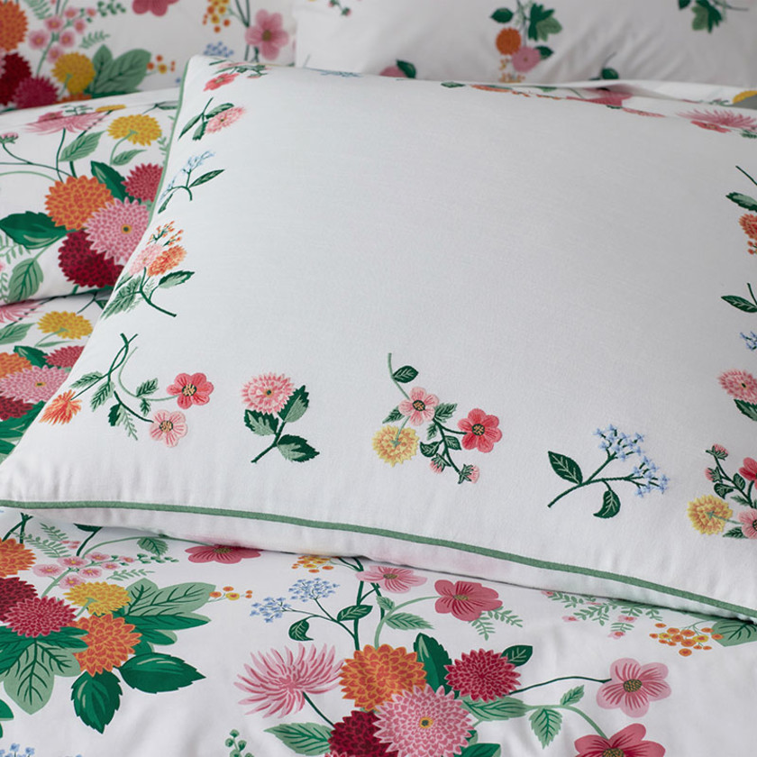 Dahlia Decorative Square Pillow Cover - White Multi,White Multi