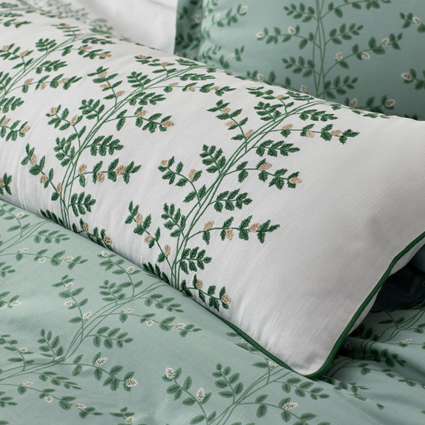 Climbing Vines Decorative Lumbar Pillow Cover - Green/White,Green/White