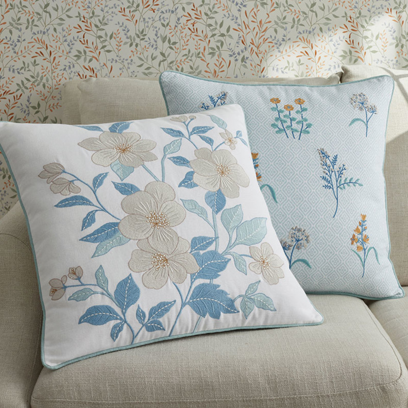 Clemencia Decorative Square Pillow Cover - Blue Multi,Blue Multi