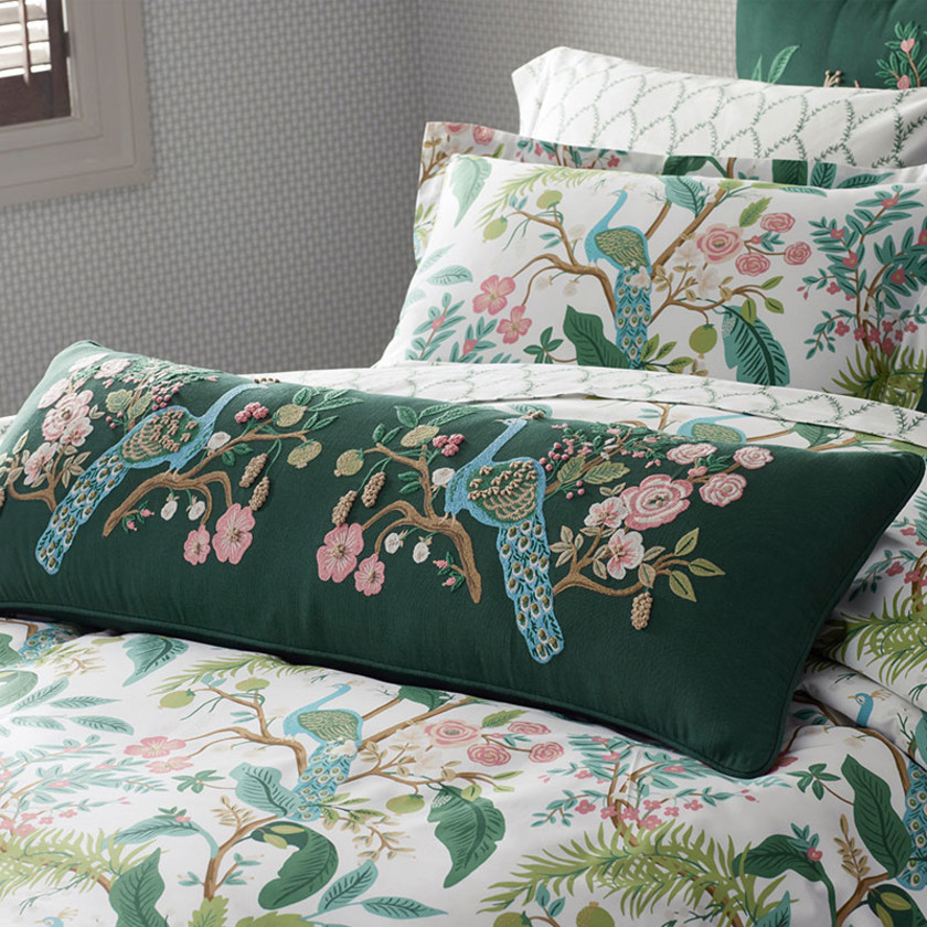 Peacock Decorative Lumbar Pillow Cover - Green Multi,Green Multi