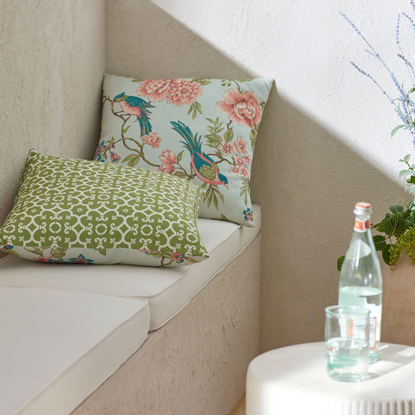 Outdoor Printed Reversible Decorative Square Pillow - Spring Birds,Spring Birds