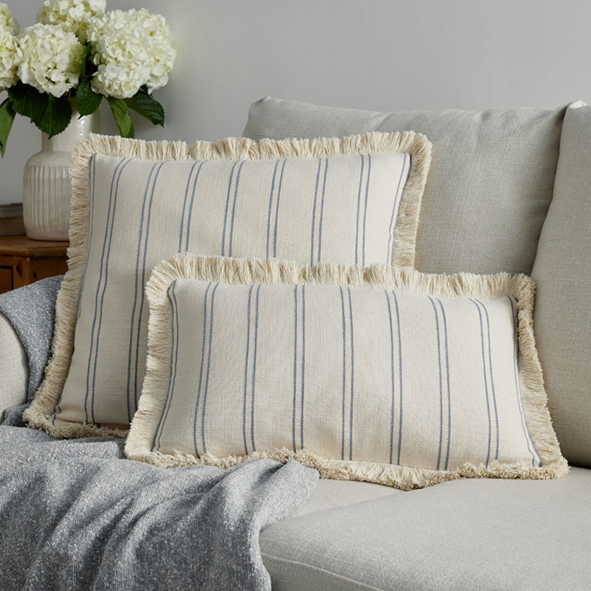Yarn-Dyed Stripe Decorative Pillow Cover - Blue,Blue
