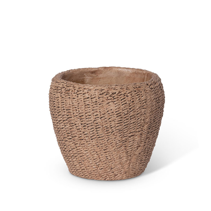 Seagrass Embossed Cement Outdoor Planter