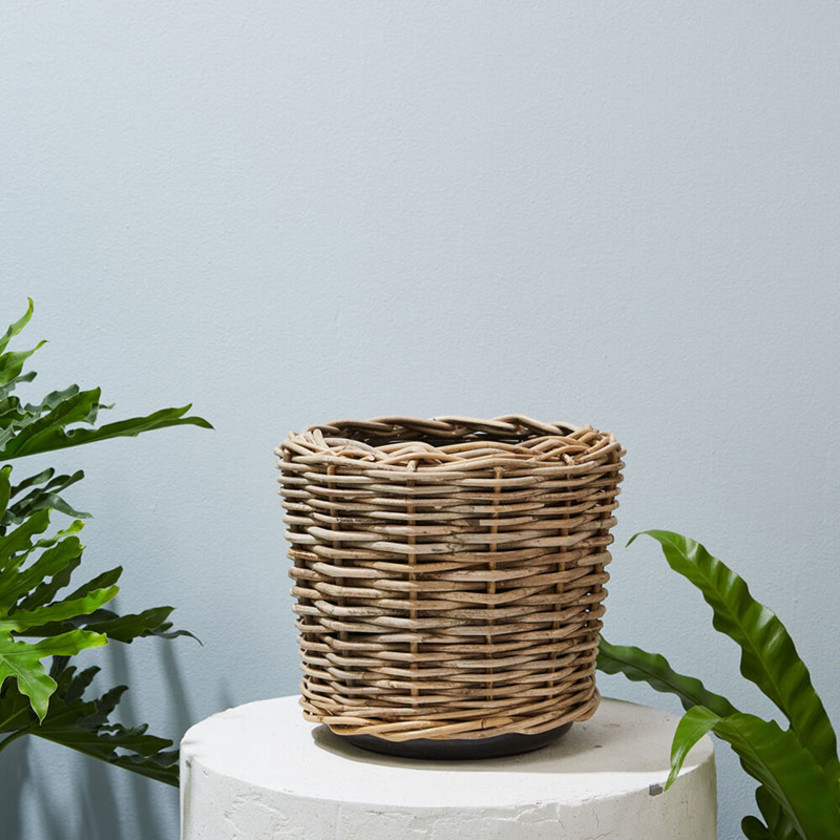 Rattan Basket Planter - 12",Brown