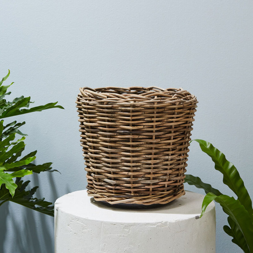 Rattan Basket Planter - 15",Brown