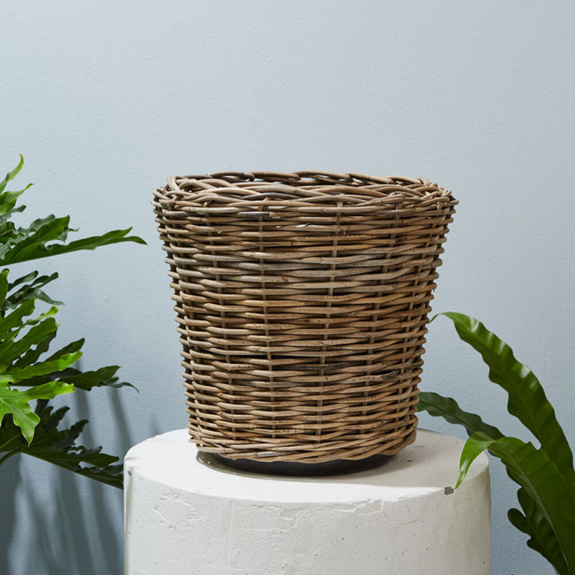 Rattan Basket Planter - 18",Brown