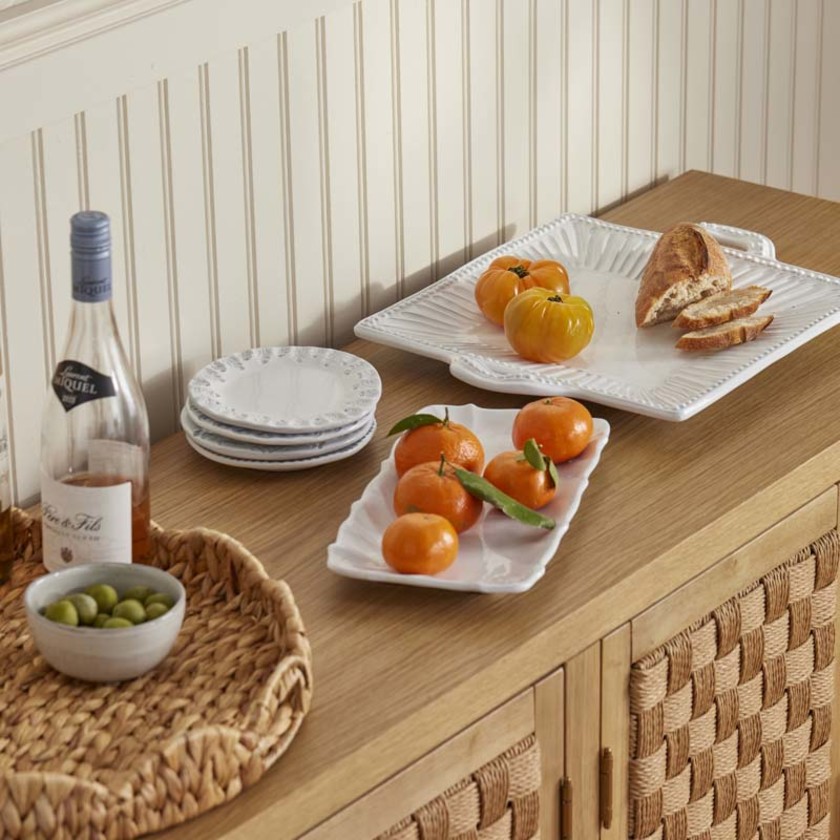 Incanto Ruffle Rectangular Tray - White,White