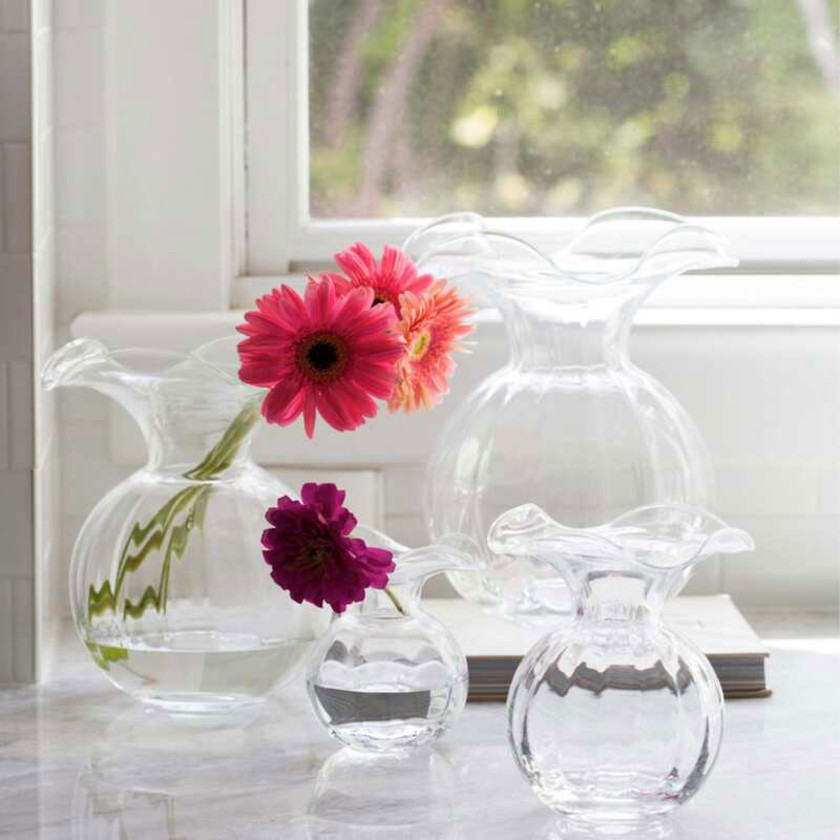 Hibiscus Glass Fluted Vases,Clear