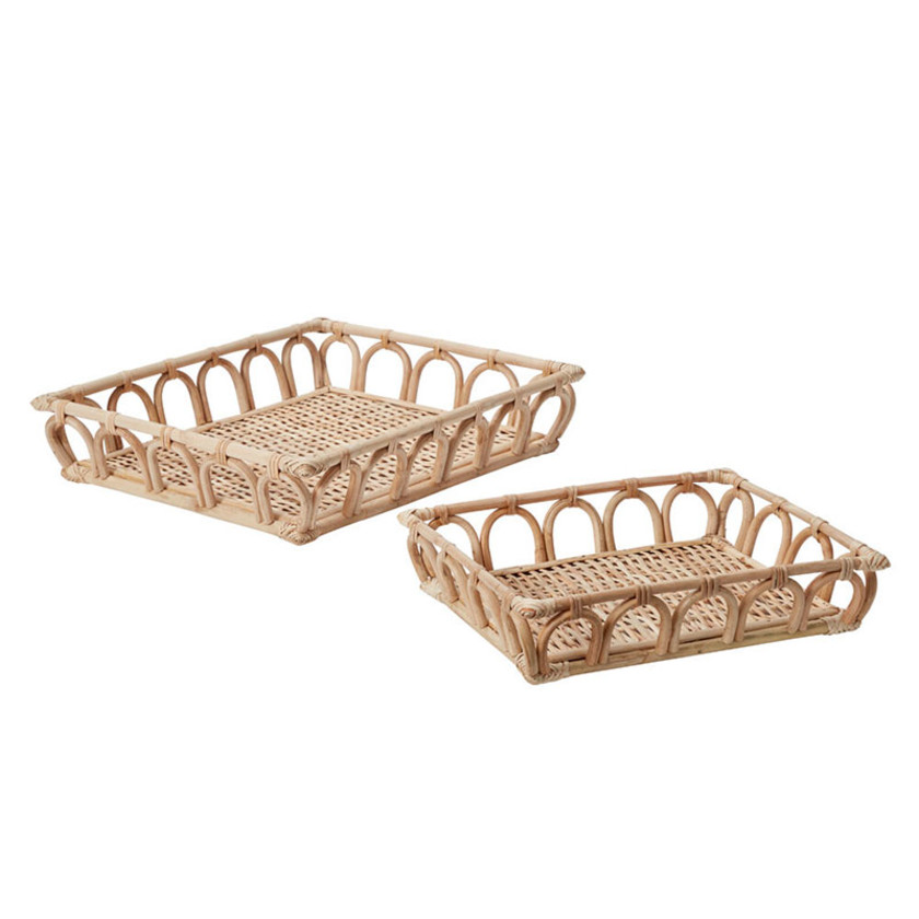 Rattan Rectangular Trays Set of 2