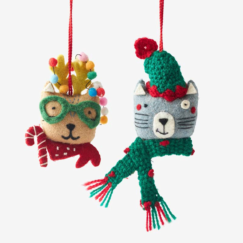 Holiday Felt Ornaments, Set of 2
