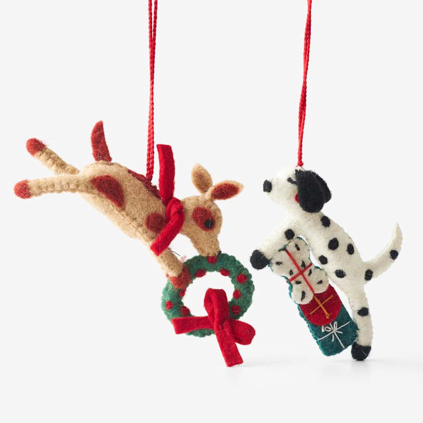 Holiday Felt Ornaments, Set of 2