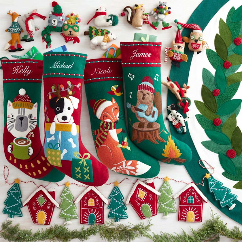 Holiday Felt Ornaments, Set of 2
