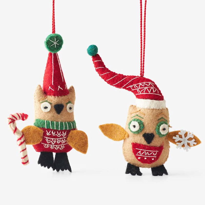 Holiday Felt Ornaments, Set of 2
