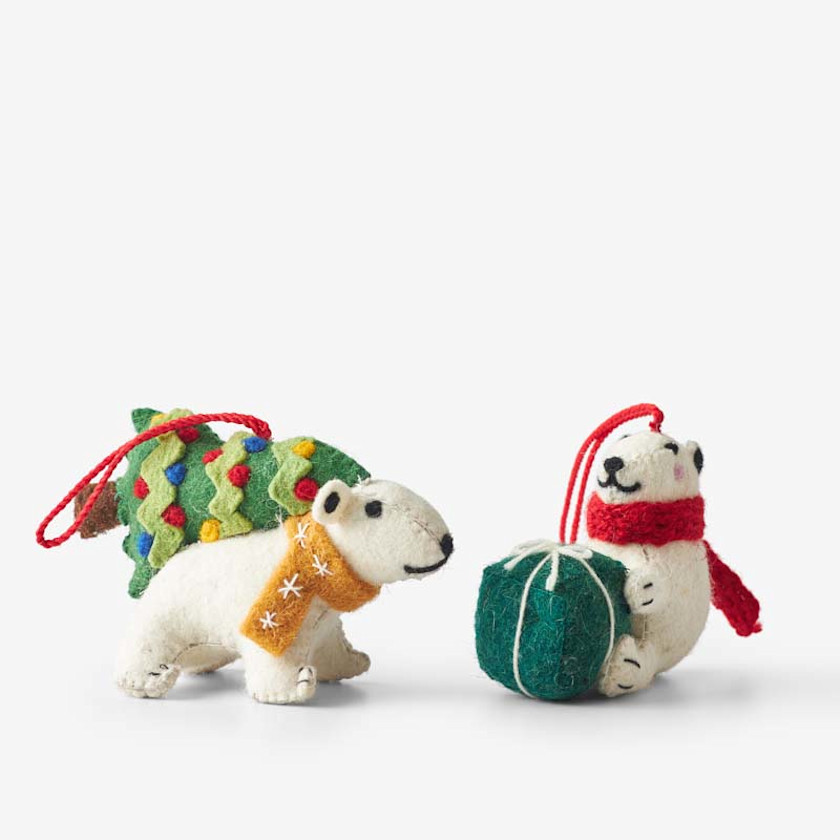Holiday Felt Ornaments, Set of 2