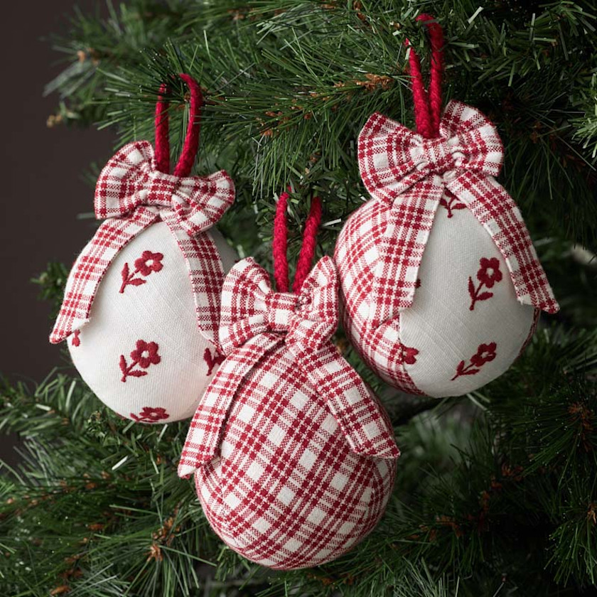 Flower Holiday Ornaments, Set of 3