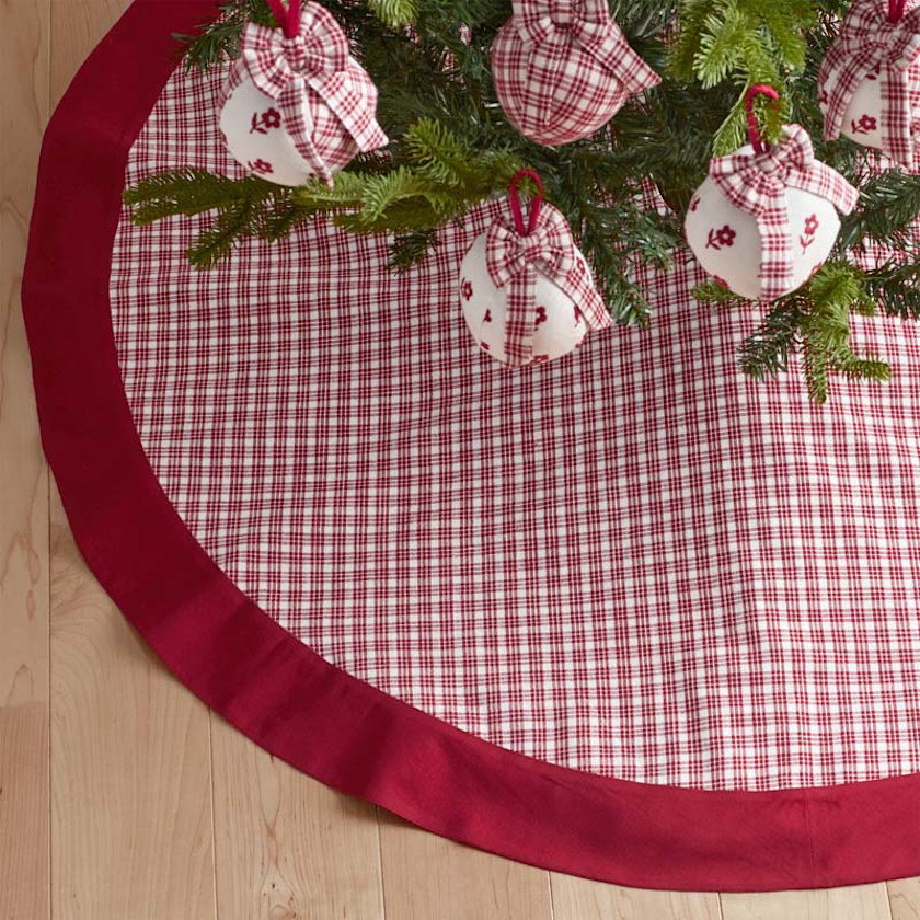Flower Holiday Reversible Tree Skirt,Red