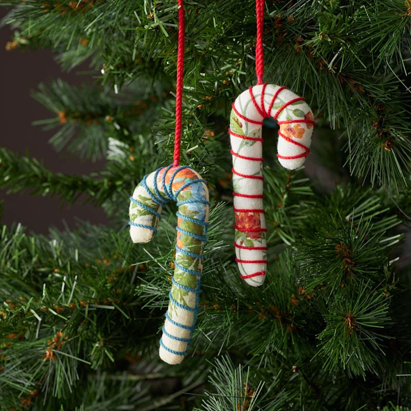 Quilted Ornaments, Set of 2 - Candy Canes,Candy Canes, Set of 2