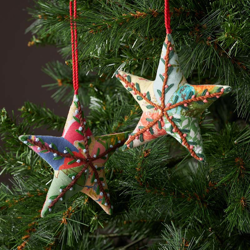 Quilted Ornaments, Set of 2 - Stars,Stars, Set of 2