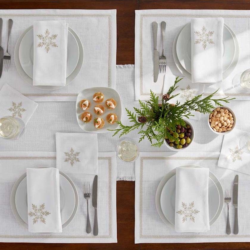 Metallic Napkins, Set of 4,Snowflake