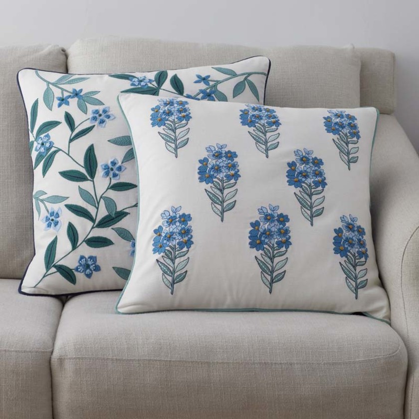 Julienne Decorative Square Pillow Cover - Mini Floral Garden Blue, 20 in. x 20 in.,Mini Floral Garden Blue
