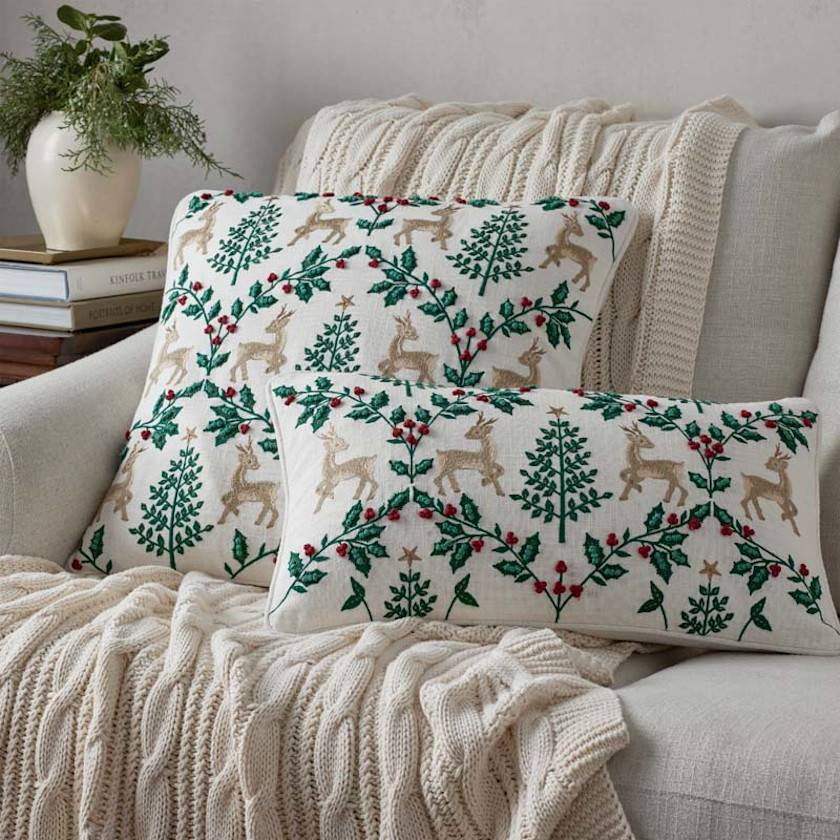 Holiday Decorative Pillow Cover - Reindeer, 12 in. x 21 in.,Reindeer