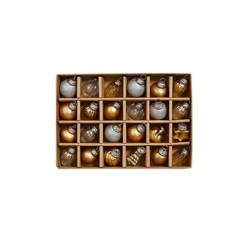 Silver & Gold Ornaments, Set of 24,Gold