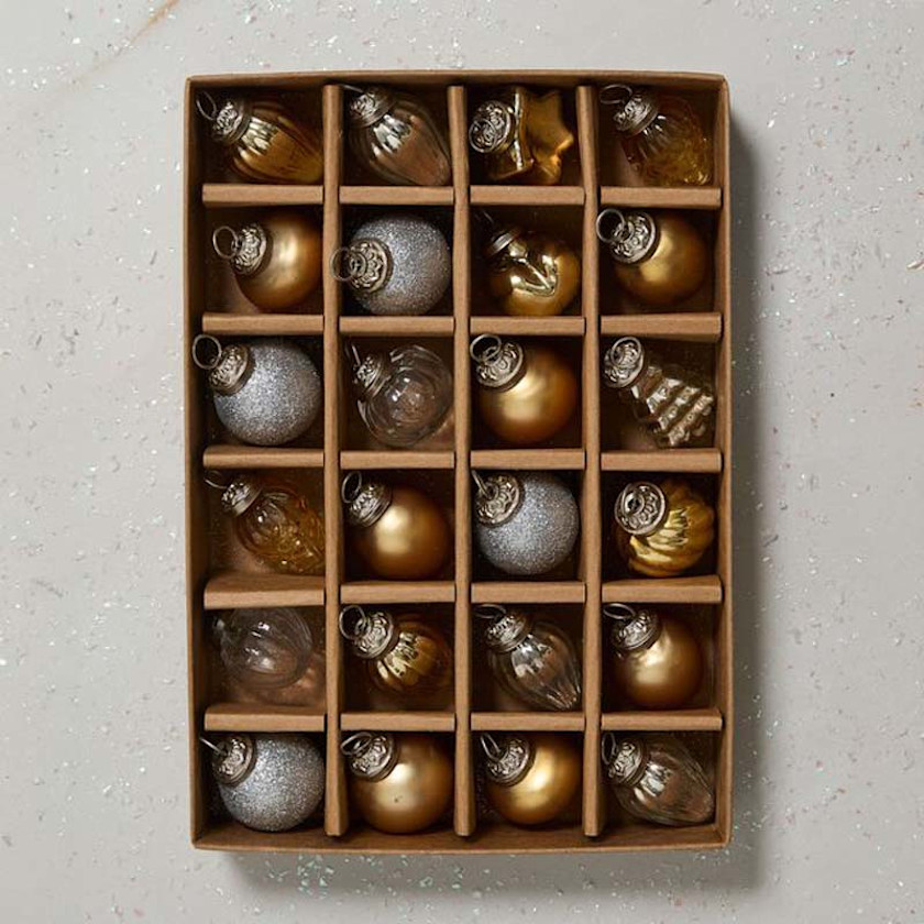 Silver & Gold Ornaments, Set of 24