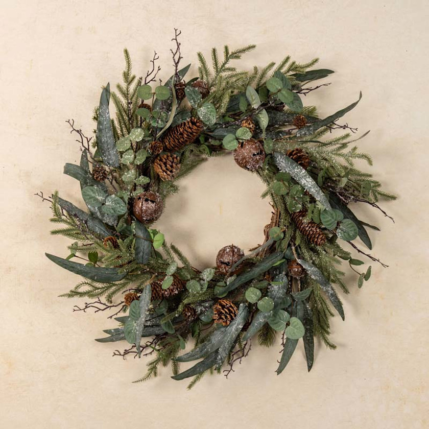 Iced Forest Foliage and Bells Wreath & Garland